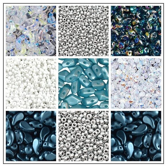 Jewelry - 6999 ScaraBeads, Set of Czech Pressed and Faceted Glass Beads in Different